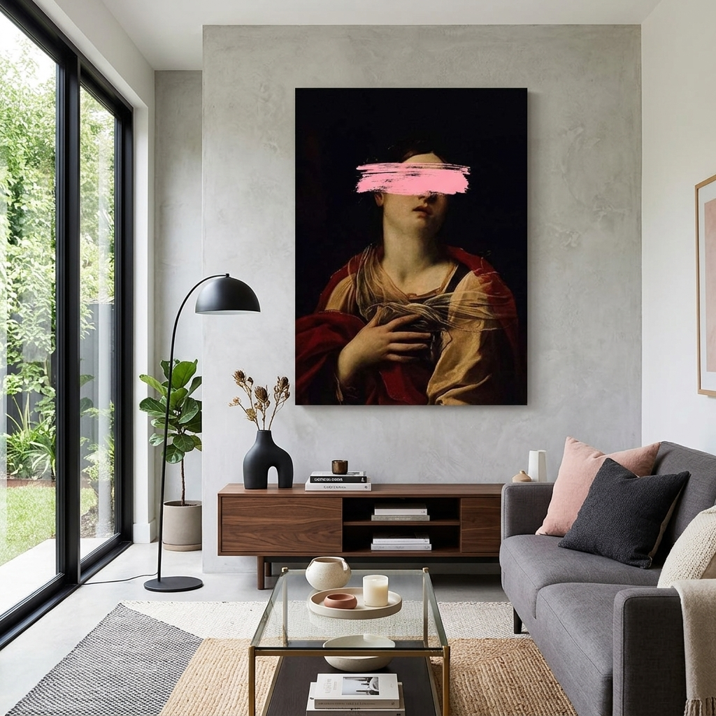 Leinwandbild Heilige Margarete mit rosa Farbe im Gesicht