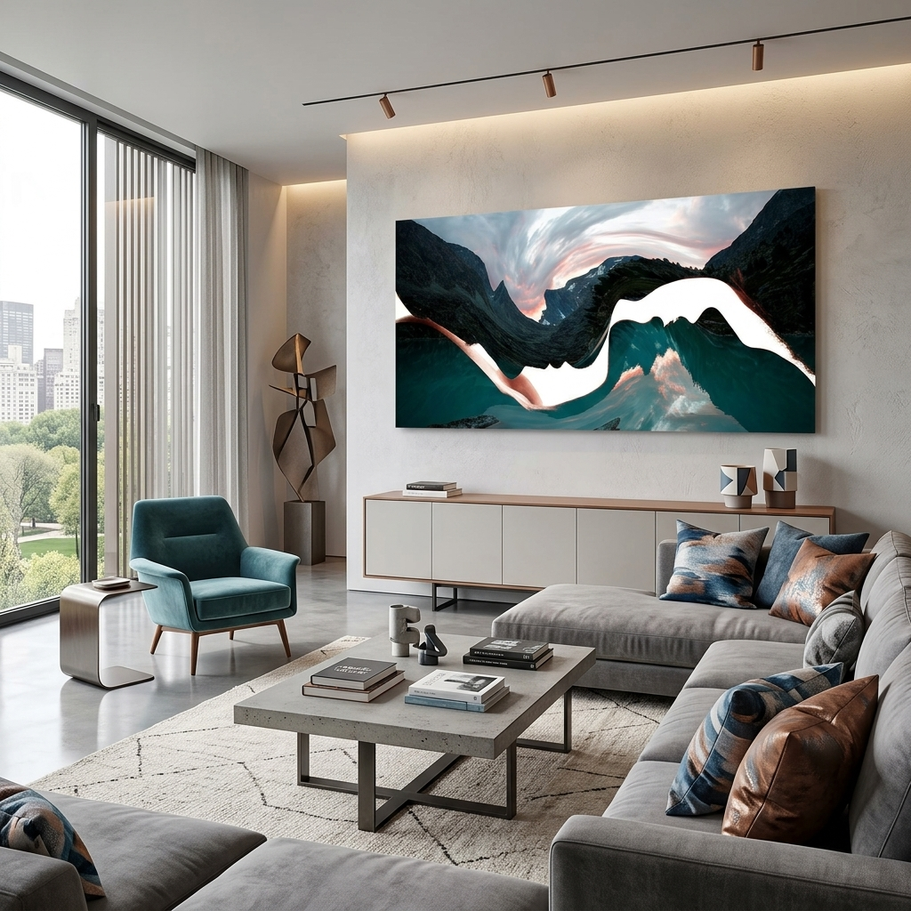 Die Silhouette zweier Gesichter Abstraktion Leinwand Wand Kunstdruck
