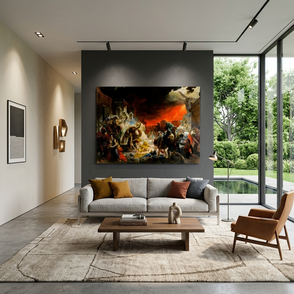 Reproduktion „Der letzte Tag von Pompeji“ von Karl Brullov, Reproduktion auf Leinwand, Kunstdruck