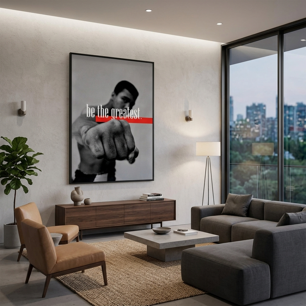 Boxer Muhammad Ali sei der Beste – motivierender Kunstdruck auf Leinwand