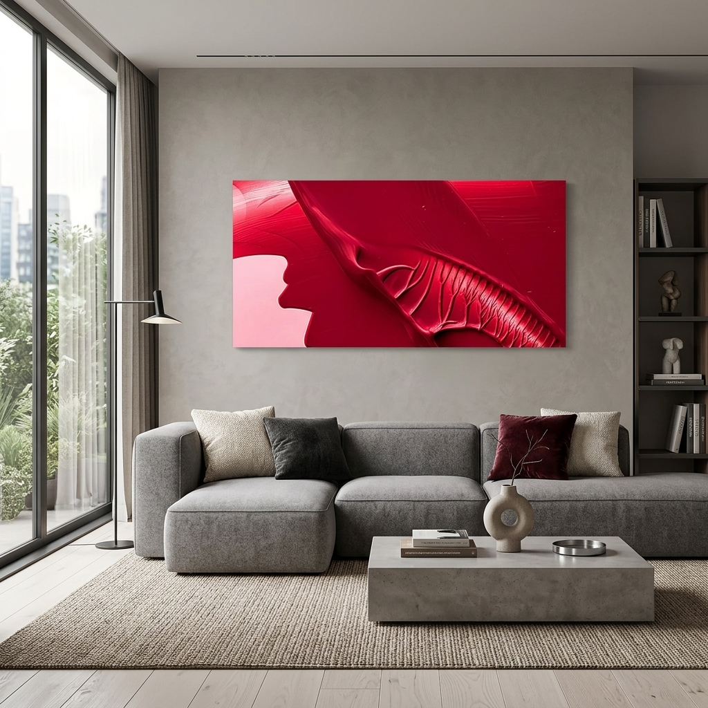 Leinwandbild „Rote Farbe, Abstraktion“