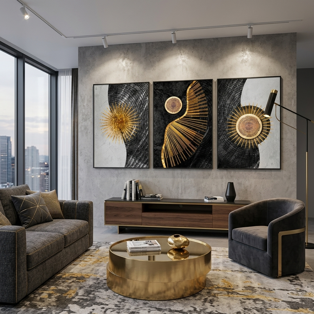 Modulare geometrische Abstraktion auf weißem und grauem Hintergrund, mehrteiliger Kunstdruck auf Leinwand