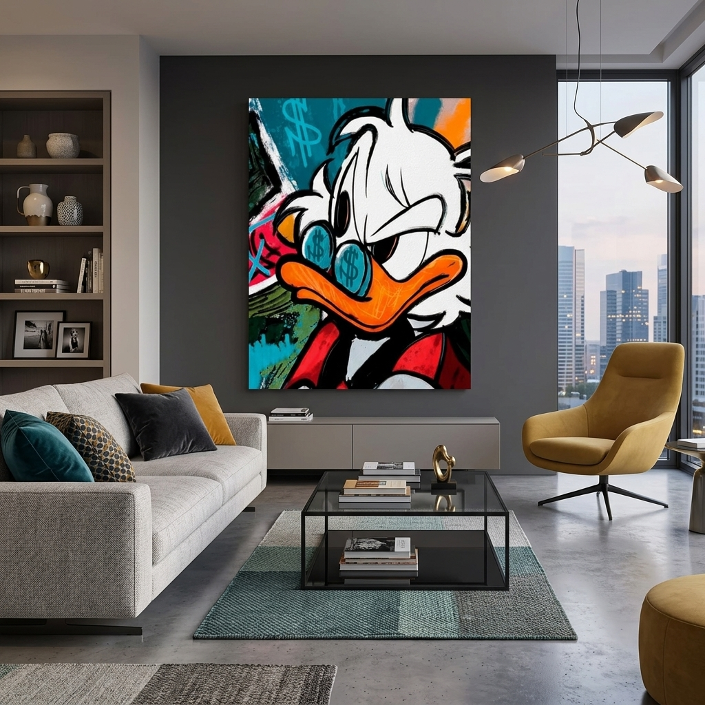 Inspirierender Kunstdruck auf Leinwand „Onkel Dagobert“