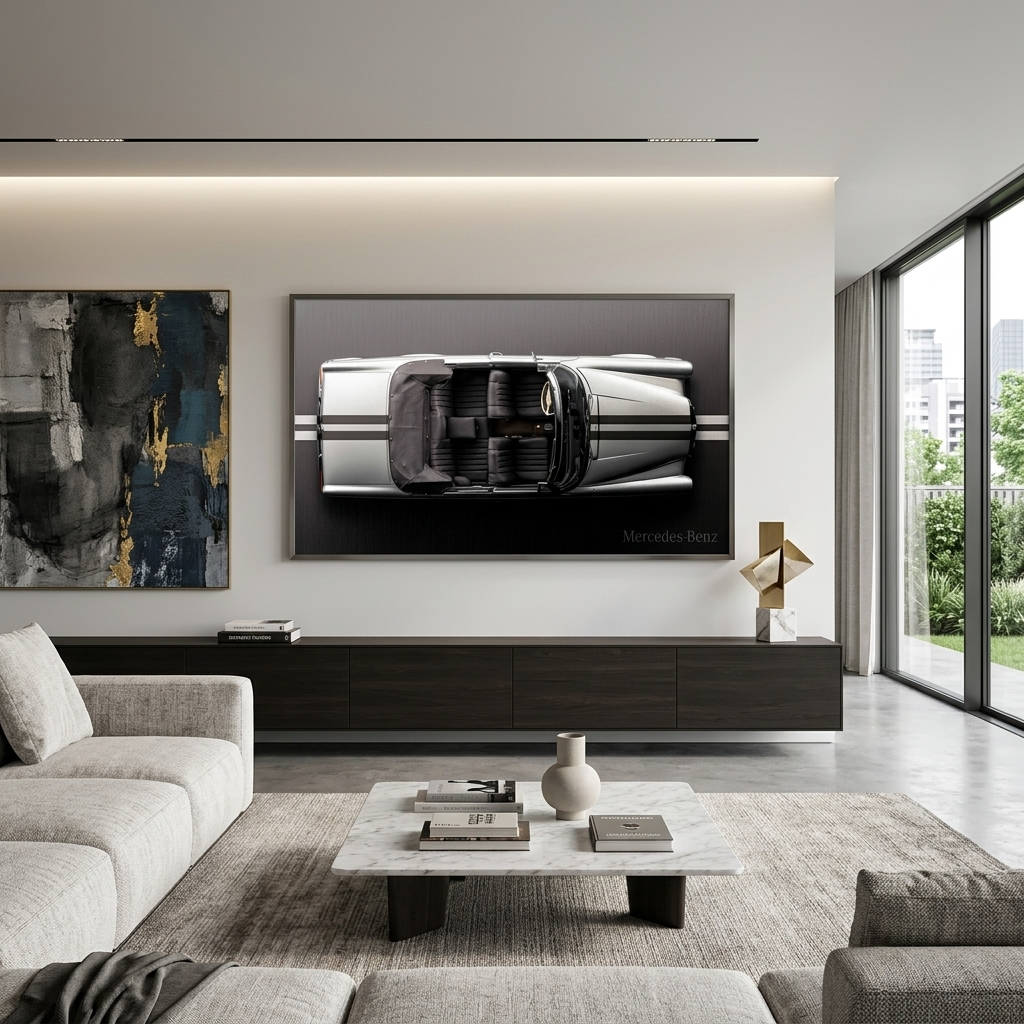 Leinwandbild, Porsche 911, grün, auf grauem Hintergrund