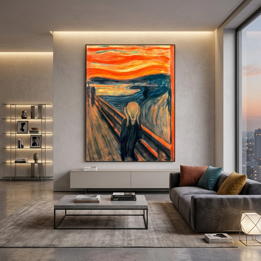 Reproduktion von Edvard Munchs „Der Schrei“, Reproduktion auf Leinwand, Kunstdruck