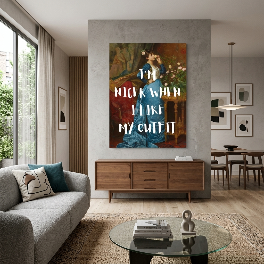 Kunstdruck auf Leinwand, Motiv: „Ich bin netter, wenn mir mein Outfit gefällt“