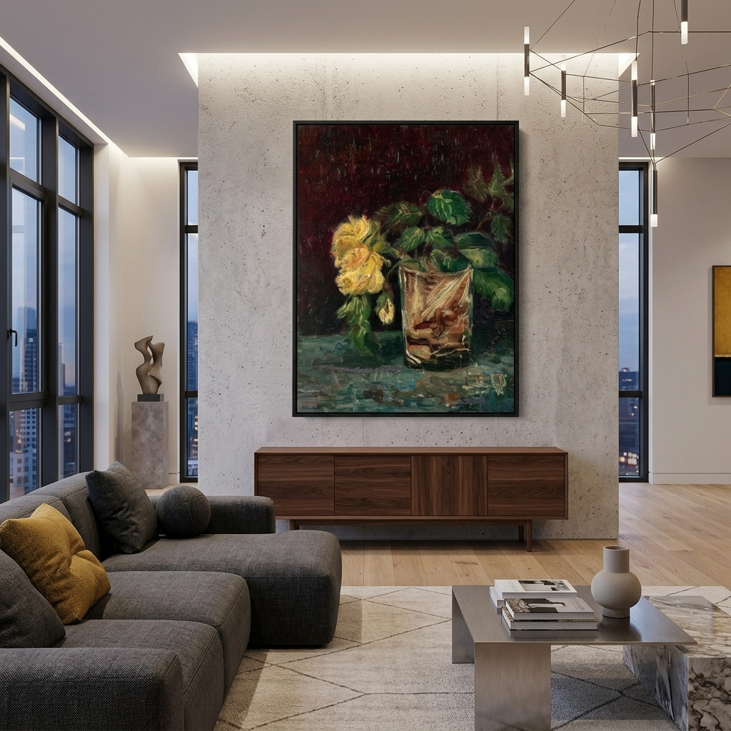 Reproduktion Gelbe Rosen Reproduktion Leinwand Wand Kunstdruck