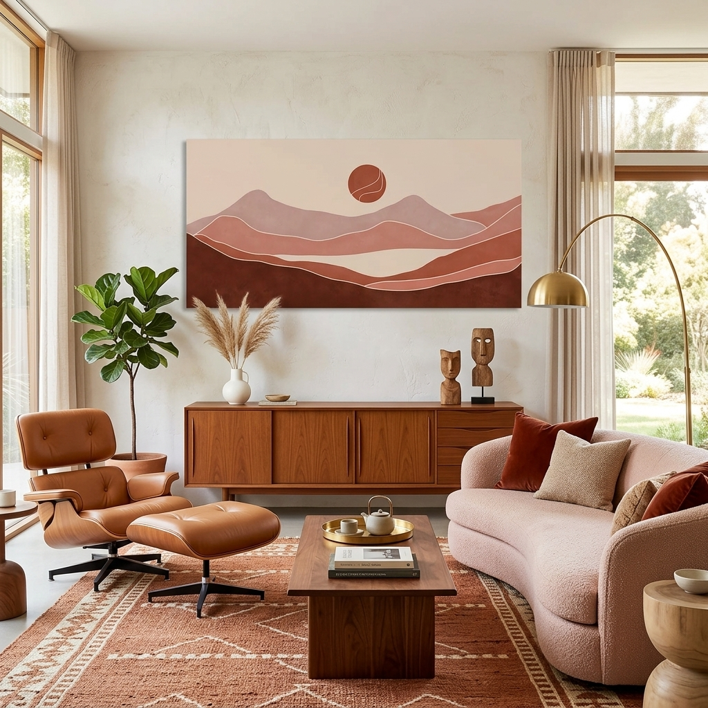 Die Wüste gegen die Sonne Abstraktion Leinwand Wand Kunstdruck