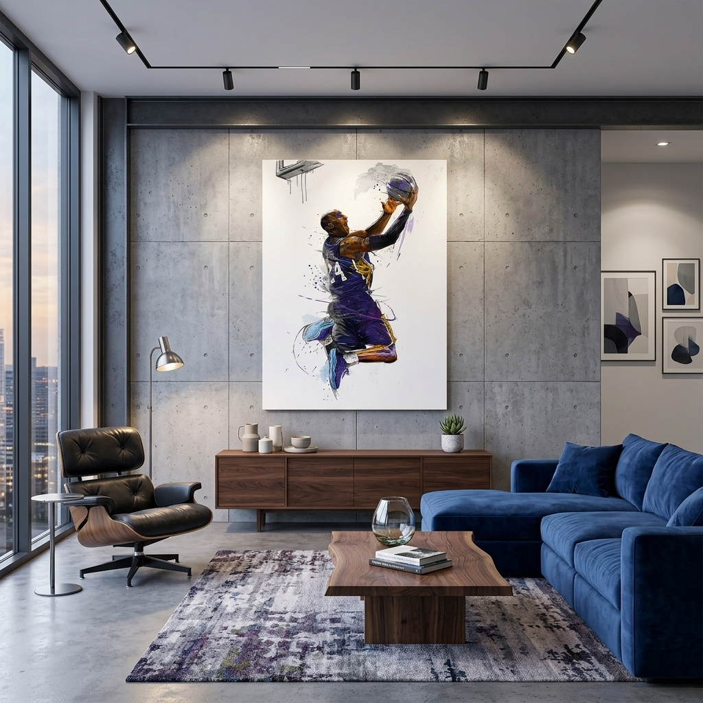 Kunstdruck auf Leinwand, Basketballspieler Kobe Bryant von den Los Angeles Lakers