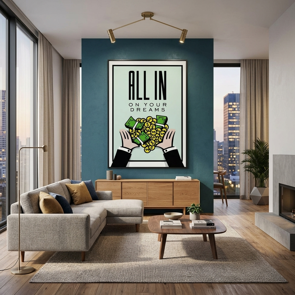 Monopoly – Setzen Sie alles auf Ihre Träume – Kunstdruck auf Leinwand