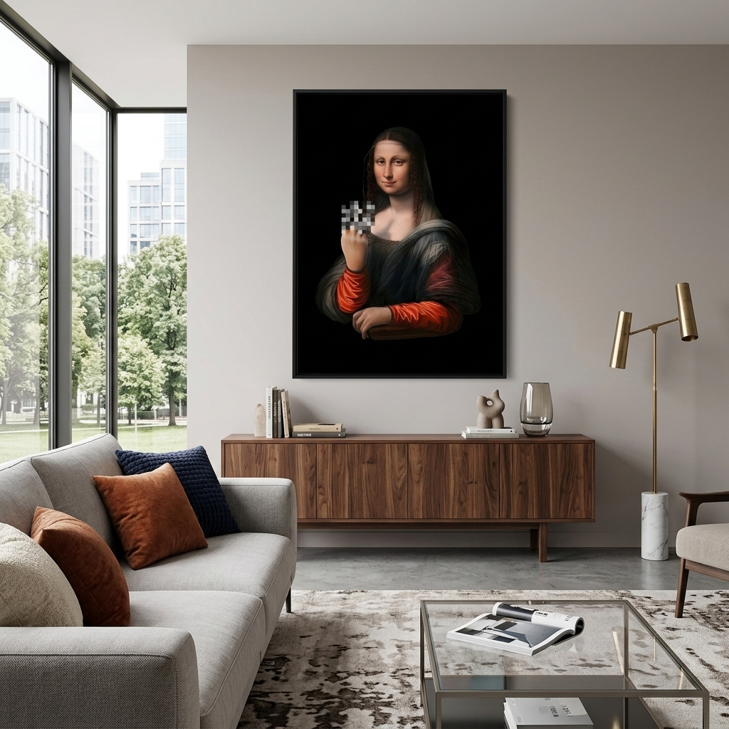 Kunstdruck auf Leinwand, Motiv: Mona Lisa zeigt