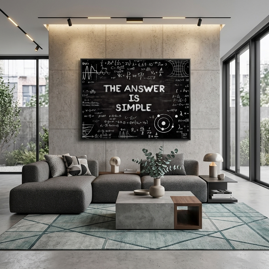 „DIE ANTWORT IST EINFACH“ – motivierender Kunstdruck auf Leinwand.