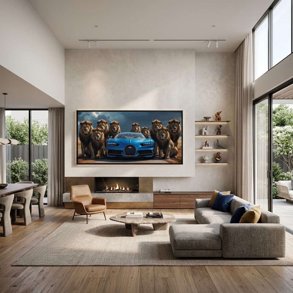 Leinwandbild, Porsche 911, grün, auf grauem Hintergrund