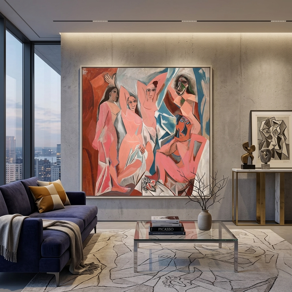 Reproduktion von Pablo Picasso, „Die Jungfrauen von Avignon“, Reproduktion auf Leinwand, Kunstdruck