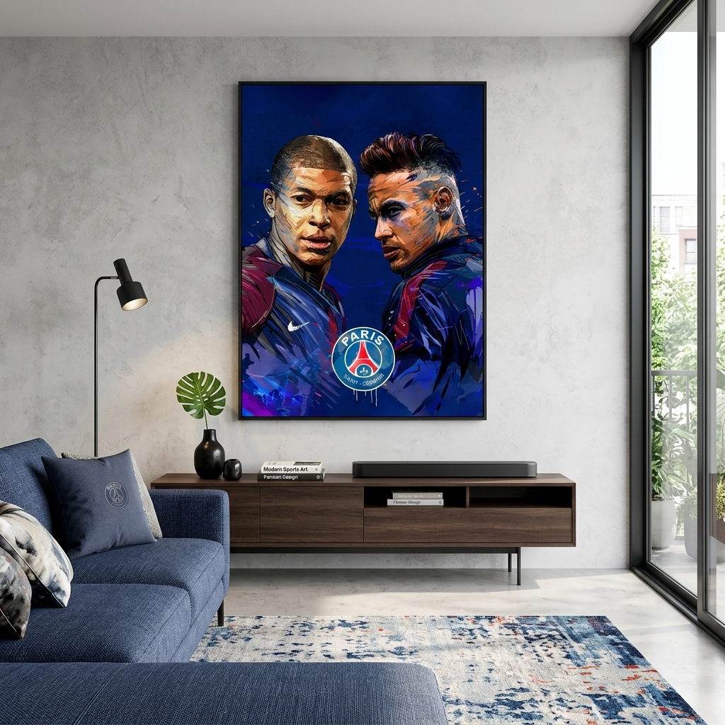 PSG-Spieler Neymar und Kylian Mbappe – Kunstdruck auf Leinwand