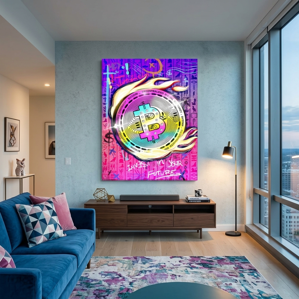 Bitcoin Investieren Sie in Ihre Zukunft Motivierender Leinwand-Kunstdruck