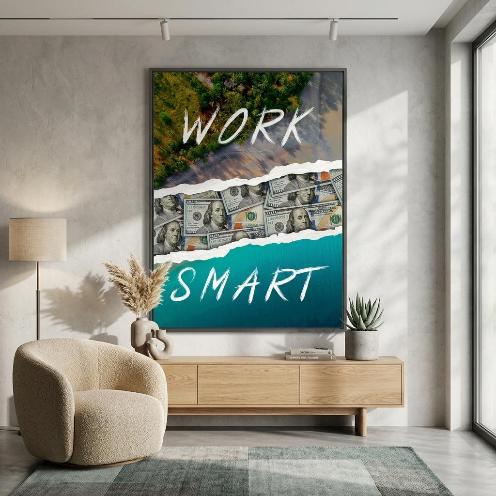 Leinwandbild „Work Smart“, motivierend, Wandbild