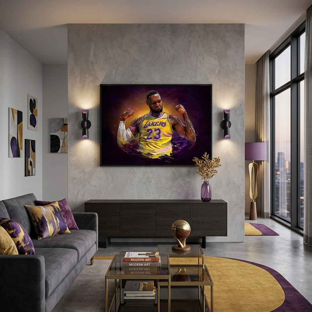 Leinwandbild „LeBron James“, Basketballspieler der Los Angeles Lakers, Wandbild