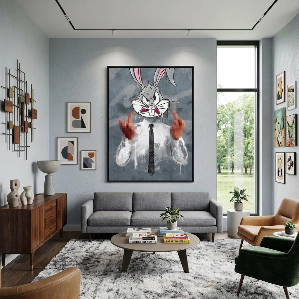 Bugs Bunny Kaninchen aus dem BüroCanvas Wand Kunstdruck