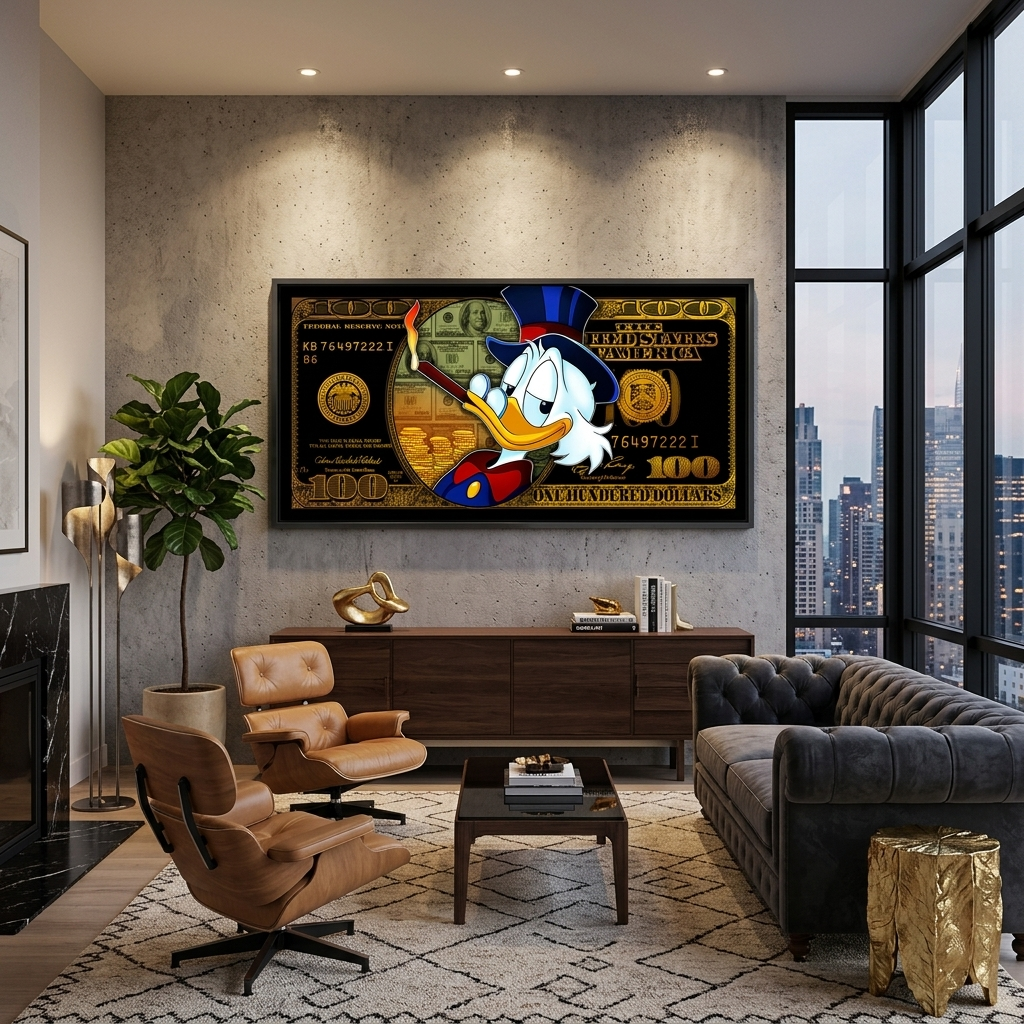 100 $ Pop-Art-Kunstdruck auf Leinwand