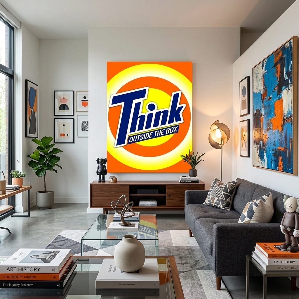Zur Motivation: Denken Sie über den Tellerrand hinaus. Motivierender Kunstdruck auf Leinwand.