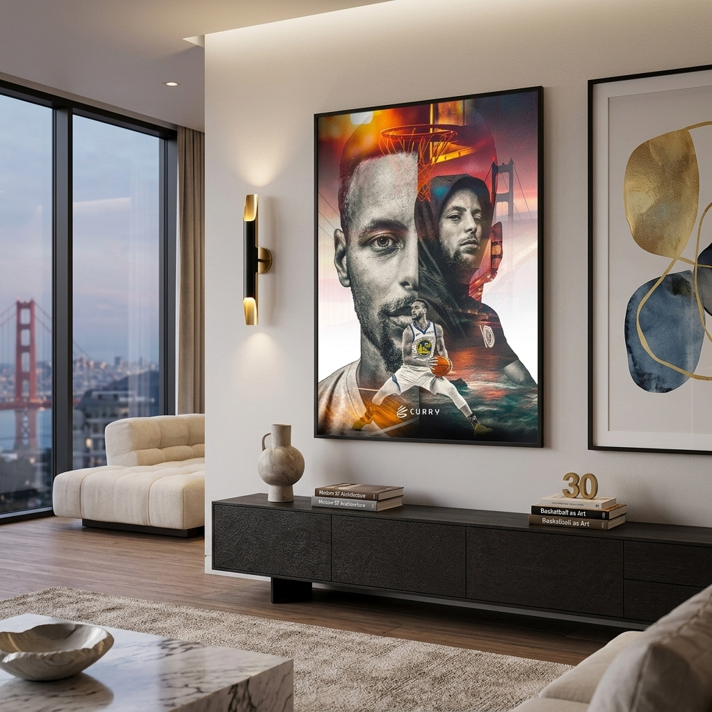 Leinwandgemälde des Basketballspielers Stephen Curry, Kunstdruck auf Leinwand