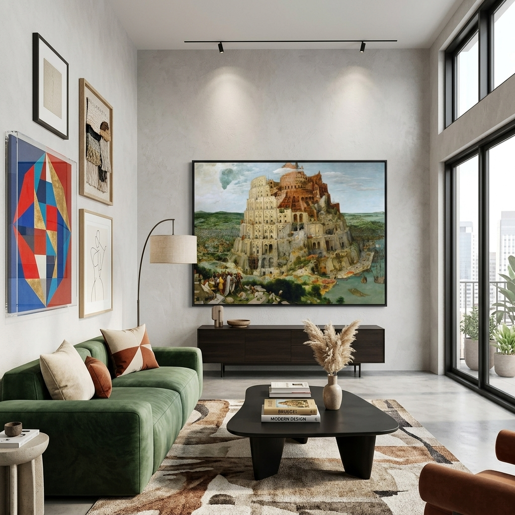 Reproduktion des Turms von Babel von Pieter Bruegel, Reproduktion auf Leinwand, Wand-Kunstdruck