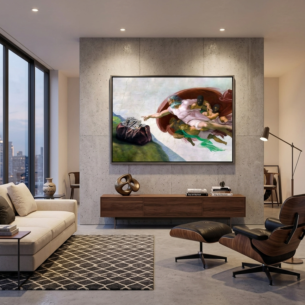 Die Schaffung des Geldes Inspirierender Kunstdruck auf Leinwand