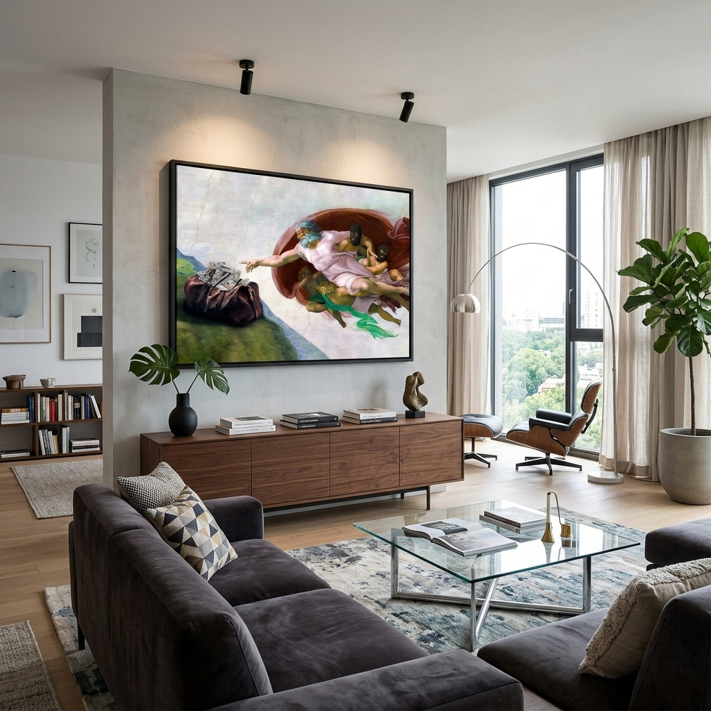 Die Schaffung des Geldes Inspirierender Kunstdruck auf Leinwand