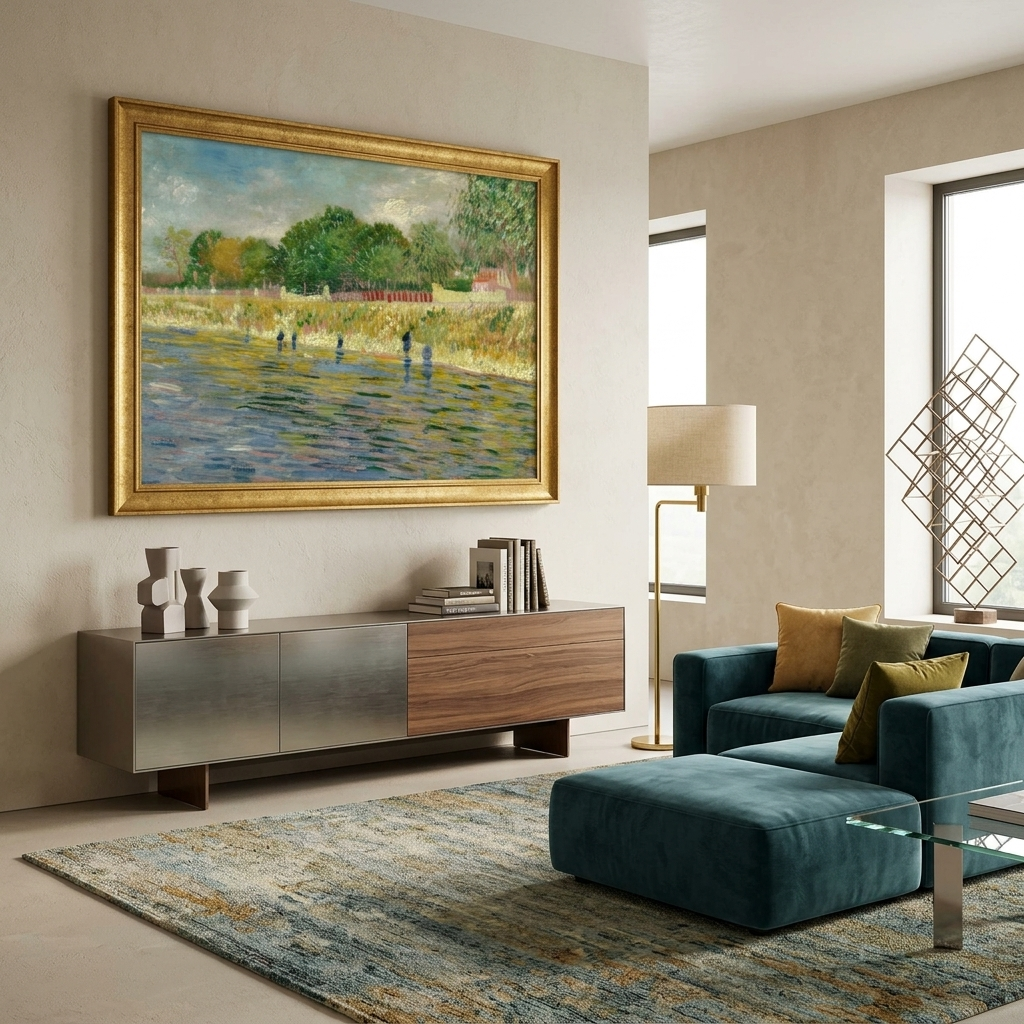 Reproduktion „Die Ufer der Seine“ von Vincent van Gogh, Reproduktion auf Leinwand, Kunstdruck
