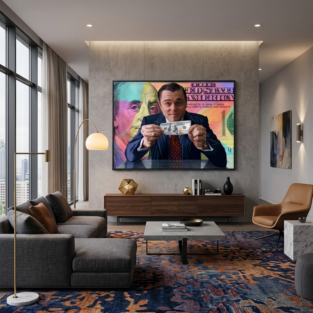 Inspirierender Kunstdruck auf Leinwand „The Wolf of Wall Street“