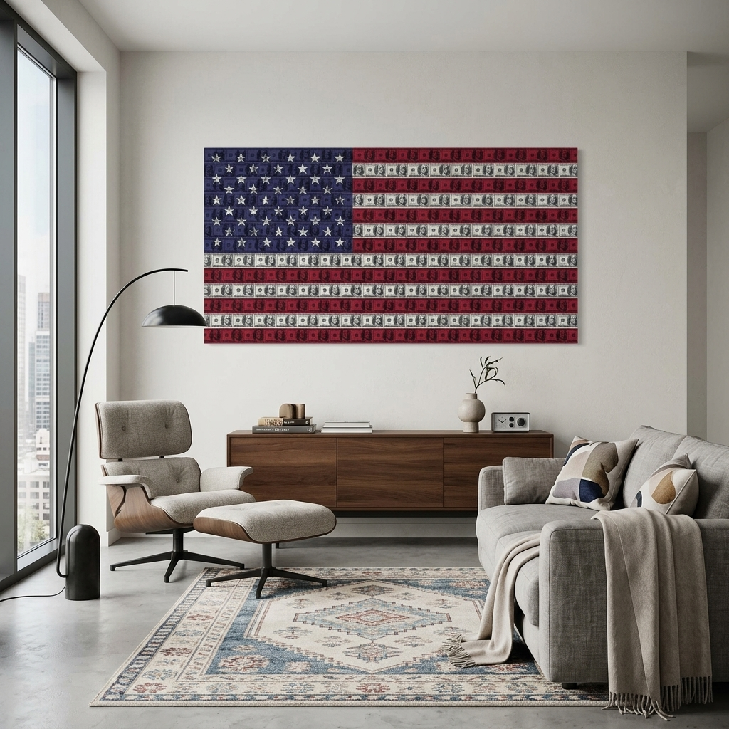 Inspirational Canvas Wall Art Print American dollar flag