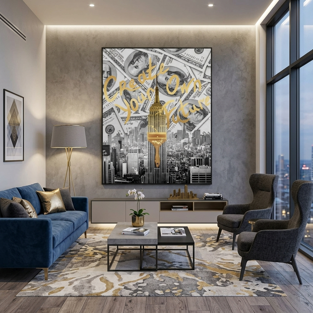 „Zeit für Geld statt Dollars und Uhren – inspirierender Kunstdruck auf Leinwand“