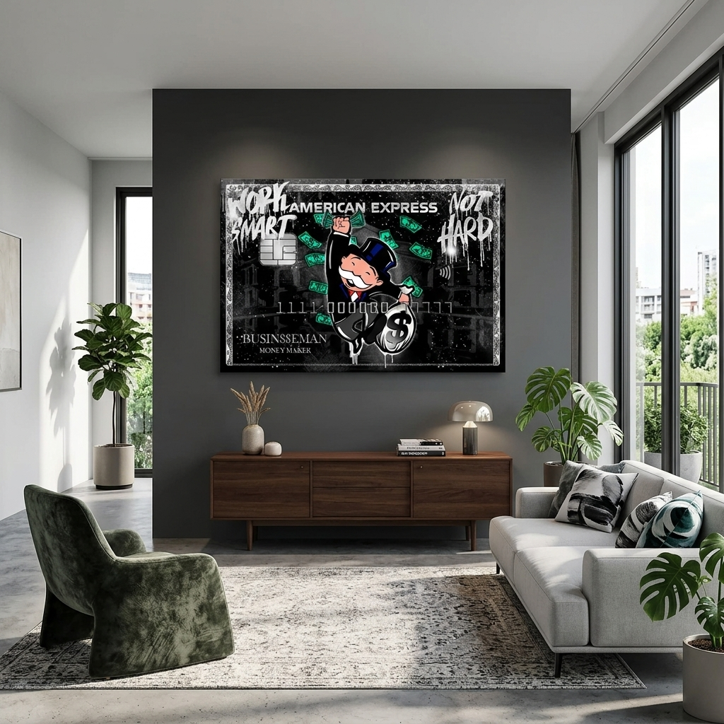 Money card monopoly Inspirational Canvas Wall Art Print