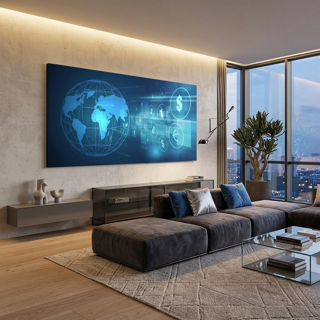 Inspirierender Kunstdruck auf Leinwand „Krypto-Austausch“