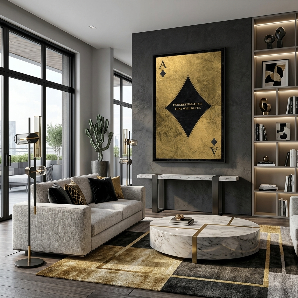 Golden Ace Motivational Canvas Wall Art Print