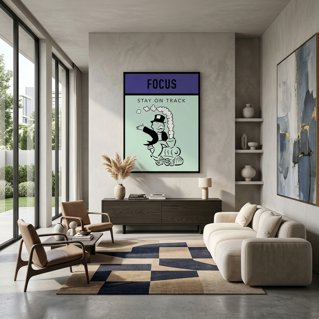 Monopoly Stay on track Canvas Wall Art Print