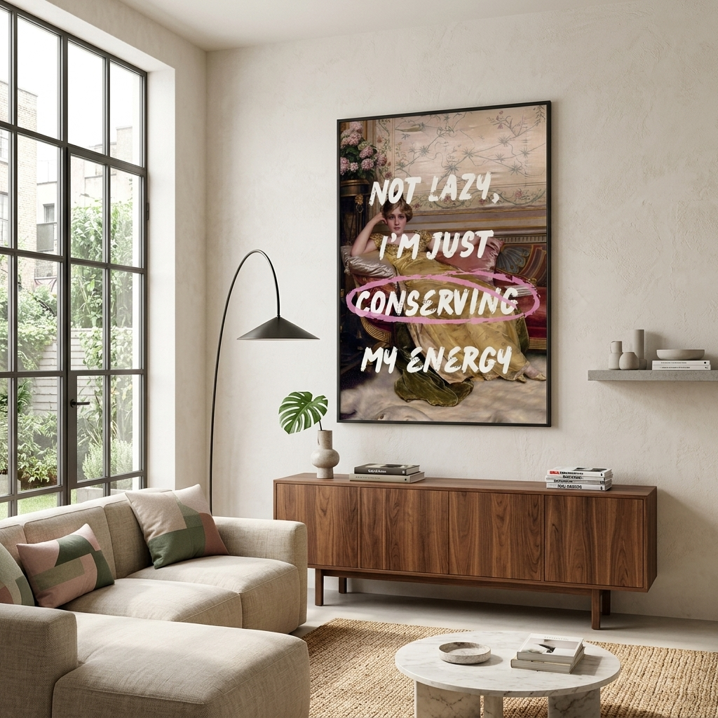 Kunstdruck auf Leinwand, Motiv: „Ich spare nur meine Energie“