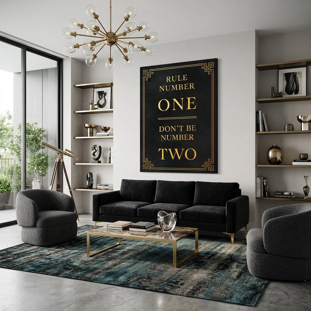 For motivation Rule number one - don't be number two Motivational Canvas Wall Art Print