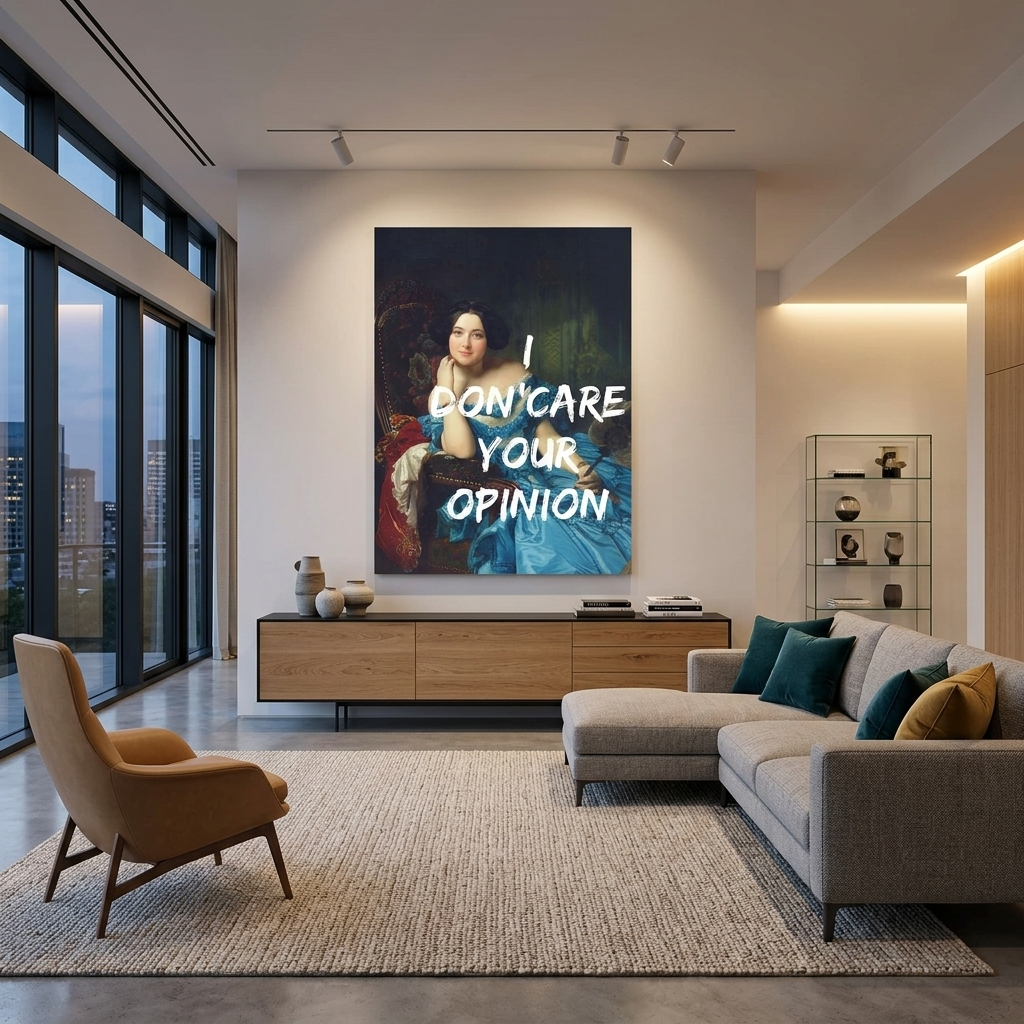 Kunstdruck auf Leinwand, Ihre Meinung ist mir egal