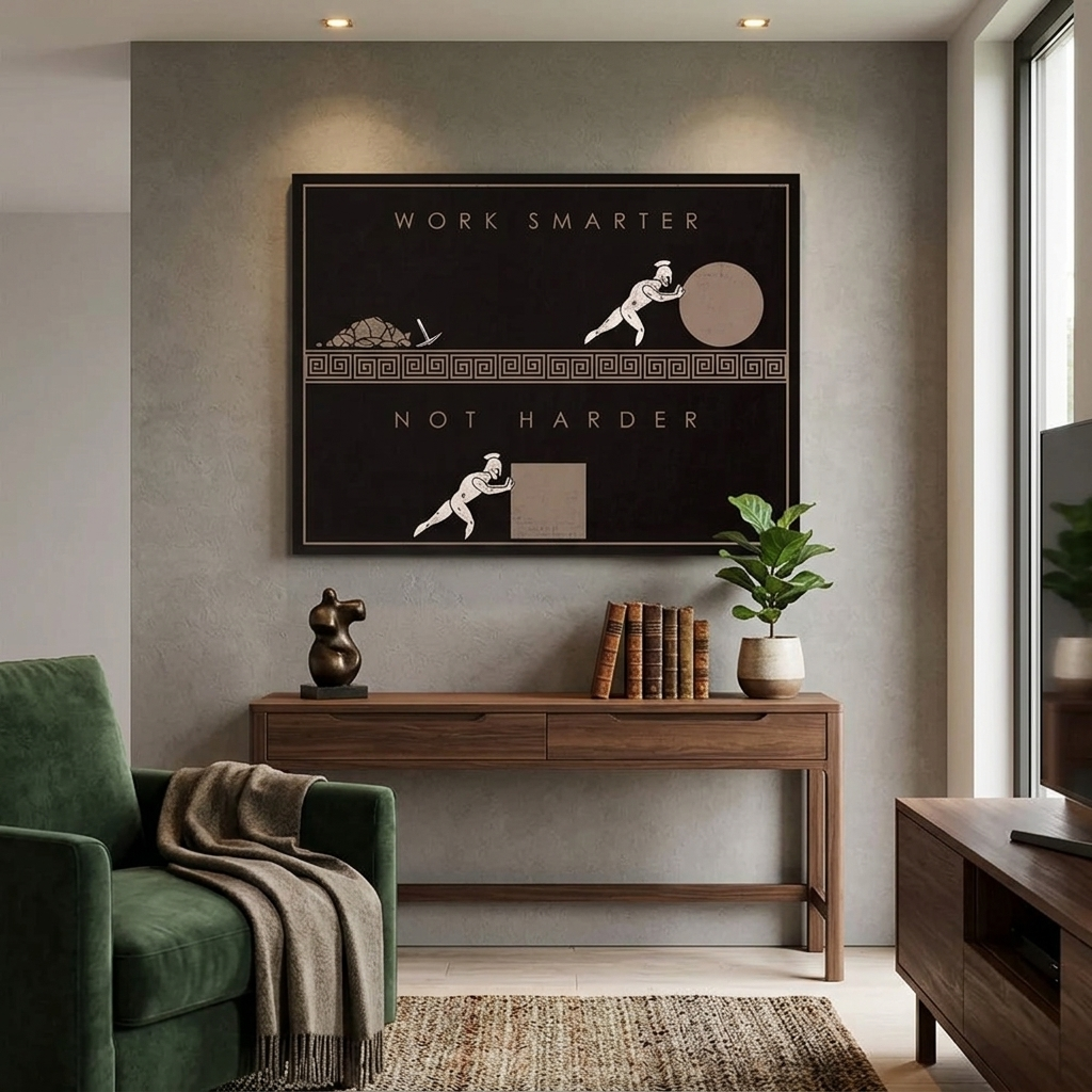 Zur Motivation: Arbeiten Sie intelligenter, nicht härter. Motivierender Kunstdruck auf Leinwand.