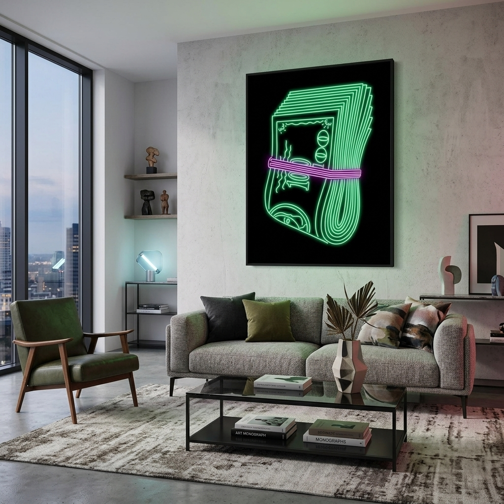 Ein Bündel Dollar – motivierender Kunstdruck auf Leinwand