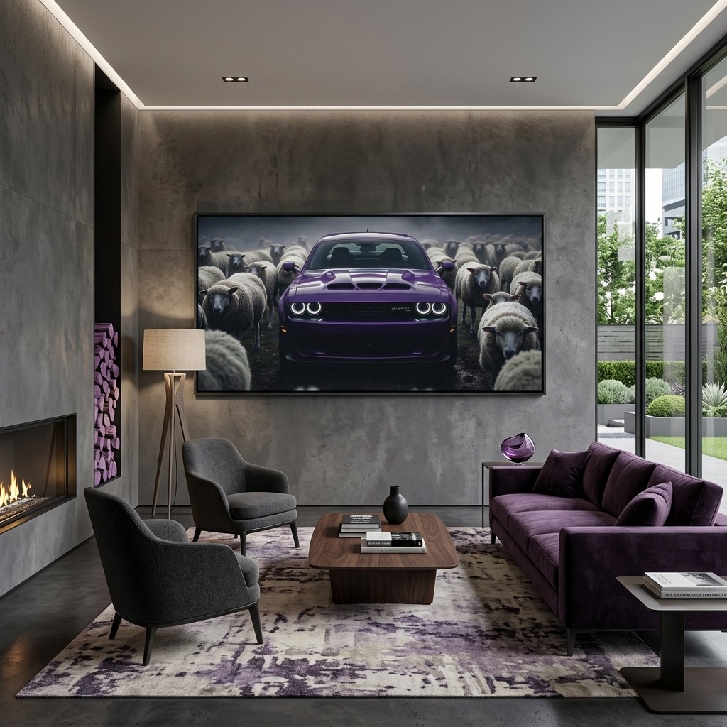 Leinwandbild, Porsche 911, grün, auf grauem Hintergrund