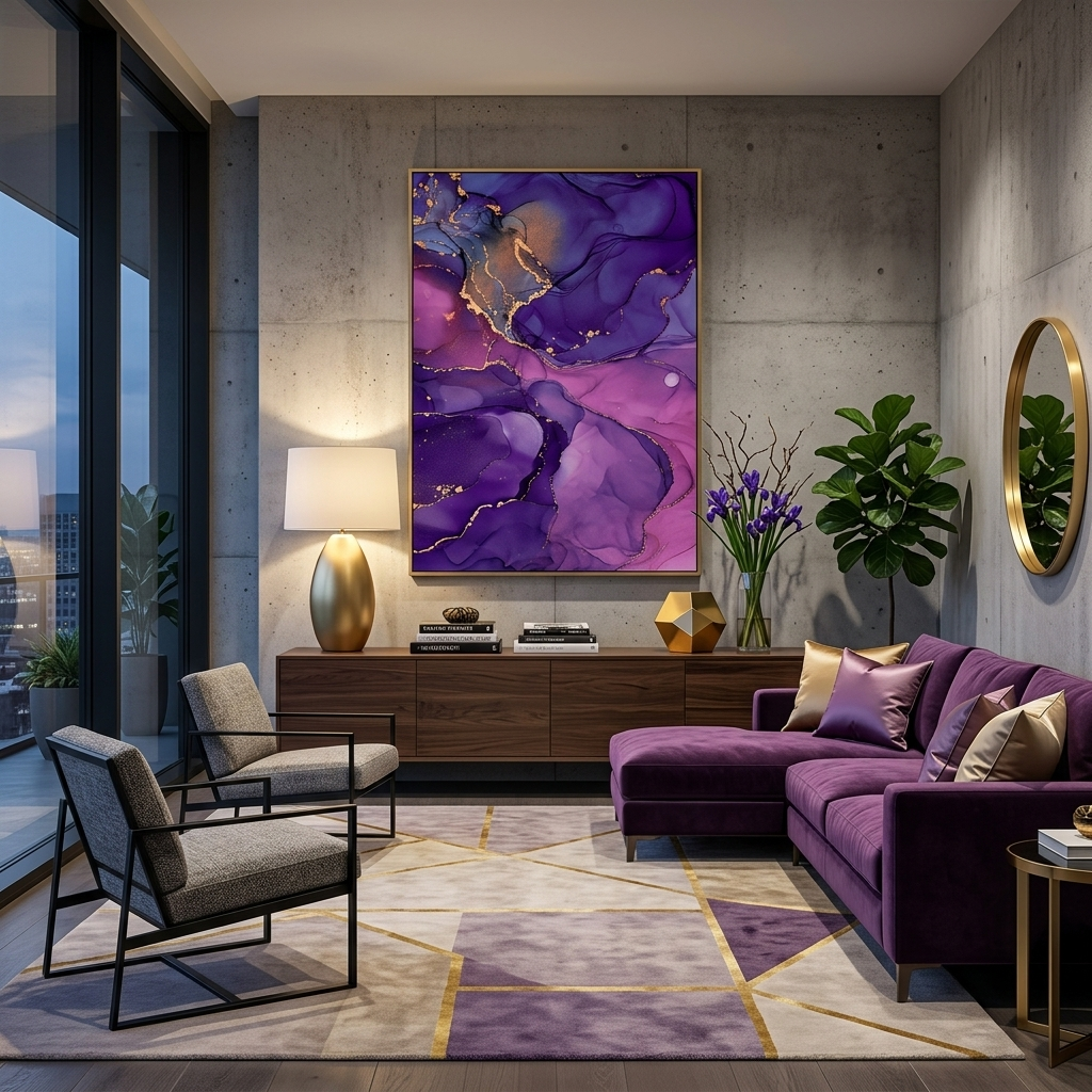 Violett-rosa Abstraktion Leinwand Wand Kunstdruck