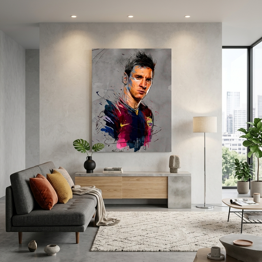 Kunstdruck auf Leinwand mit Fußballspieler Lionel Messi