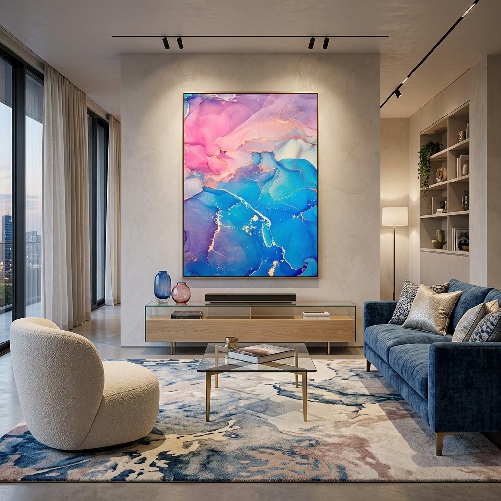Rosa und blau Abstraktion Leinwand Wand Kunstdruck