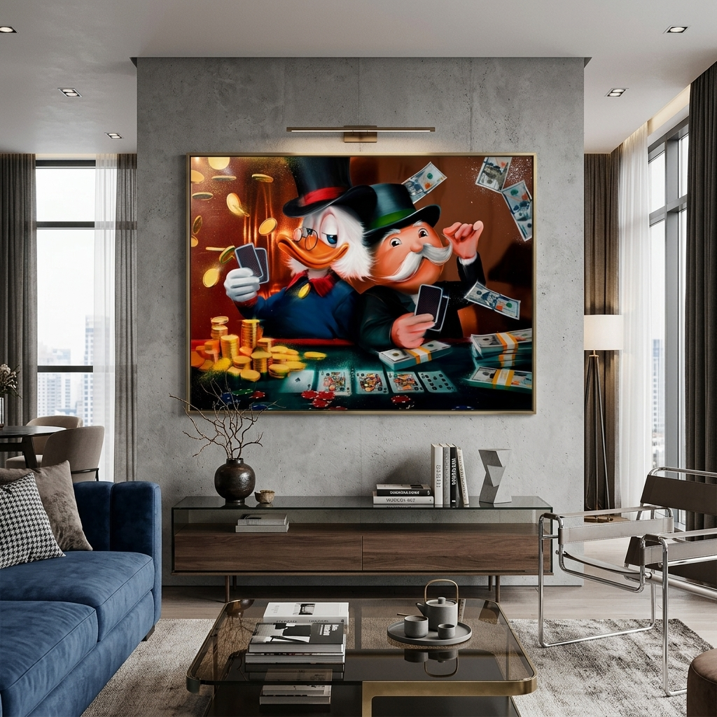 Scrooge, Monopoly, Karten Inspirierender Leinwand-Kunstdruck