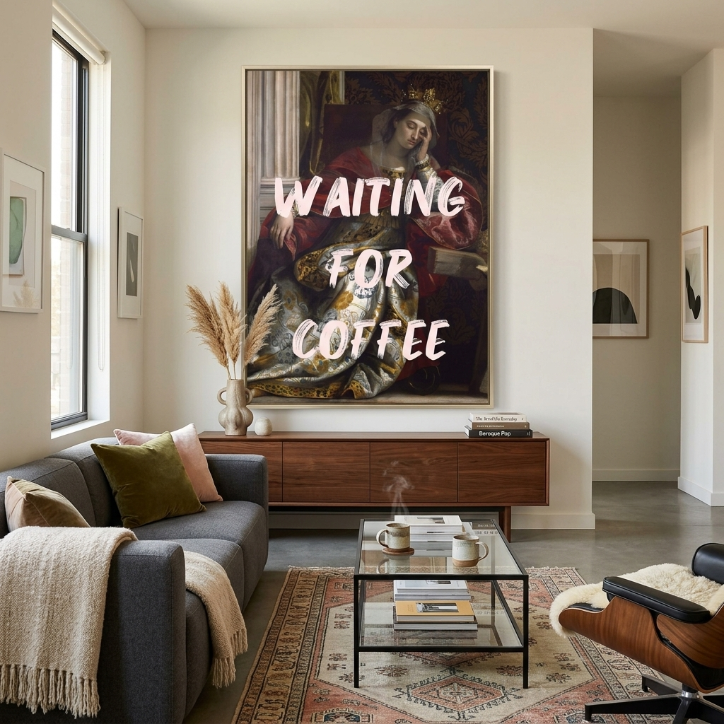 Leinwandbild „Warten auf Kaffee“