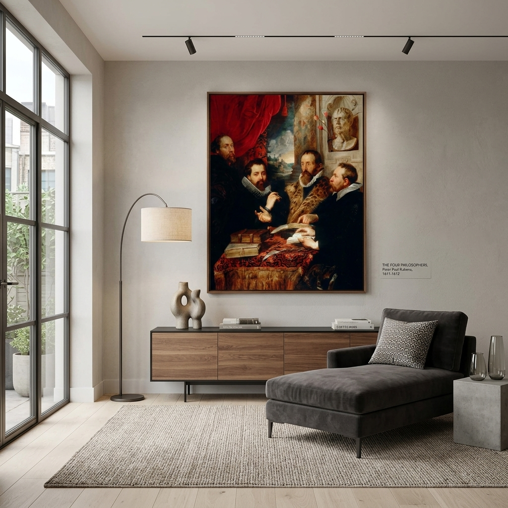 Reproduktion „Die vier Philosophen“ von Rubens, Reproduktion auf Leinwand, Kunstdruck