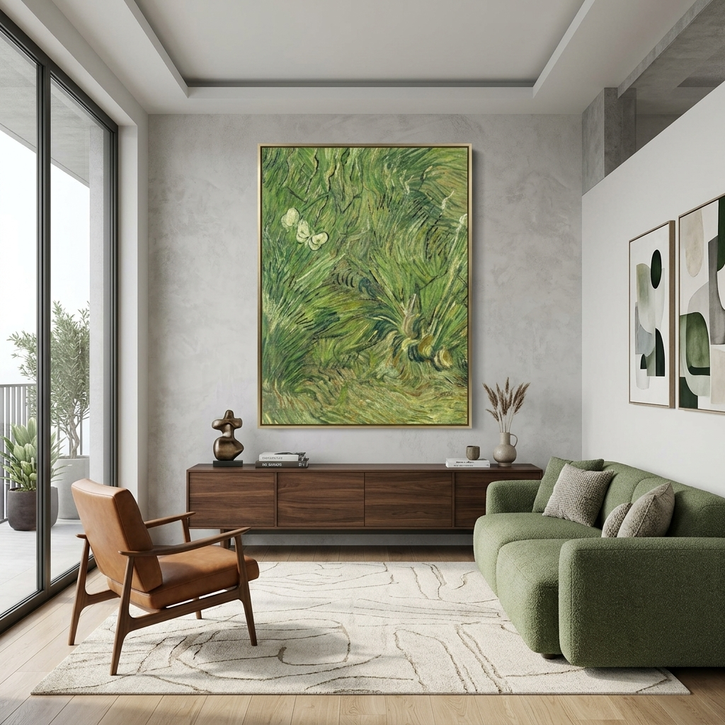 Reproduktion „Der Garten der Schmetterlinge“ von Vincent van Gogh, Reproduktion auf Leinwand, Wand-Kunstdruck